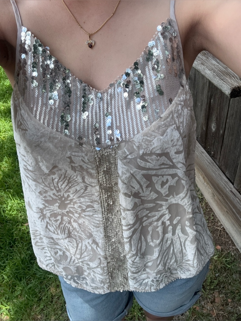 Vintage Y2K Crushed Velvet Sequin Cami Top